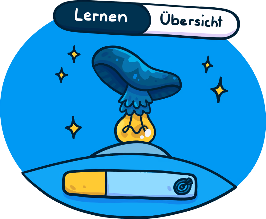 Wechsle bequem zwischen Lernen und Übersicht.