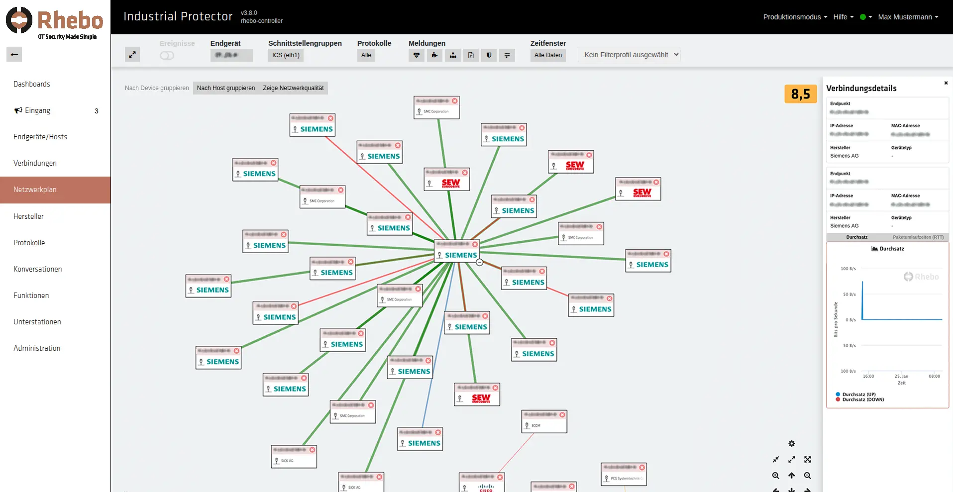 Software Screenshot mit Überwachungsschema 