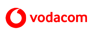 Vodacom logo with red circular icon and red text on white background.