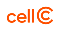 Cell C logo with orange text and stylized double C on a white background.