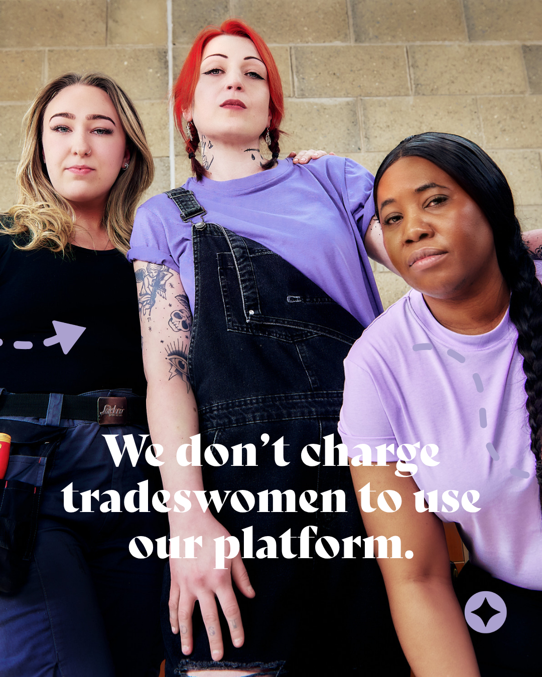 Group of female tradespeople from the TaskHer tradeswomen community in London