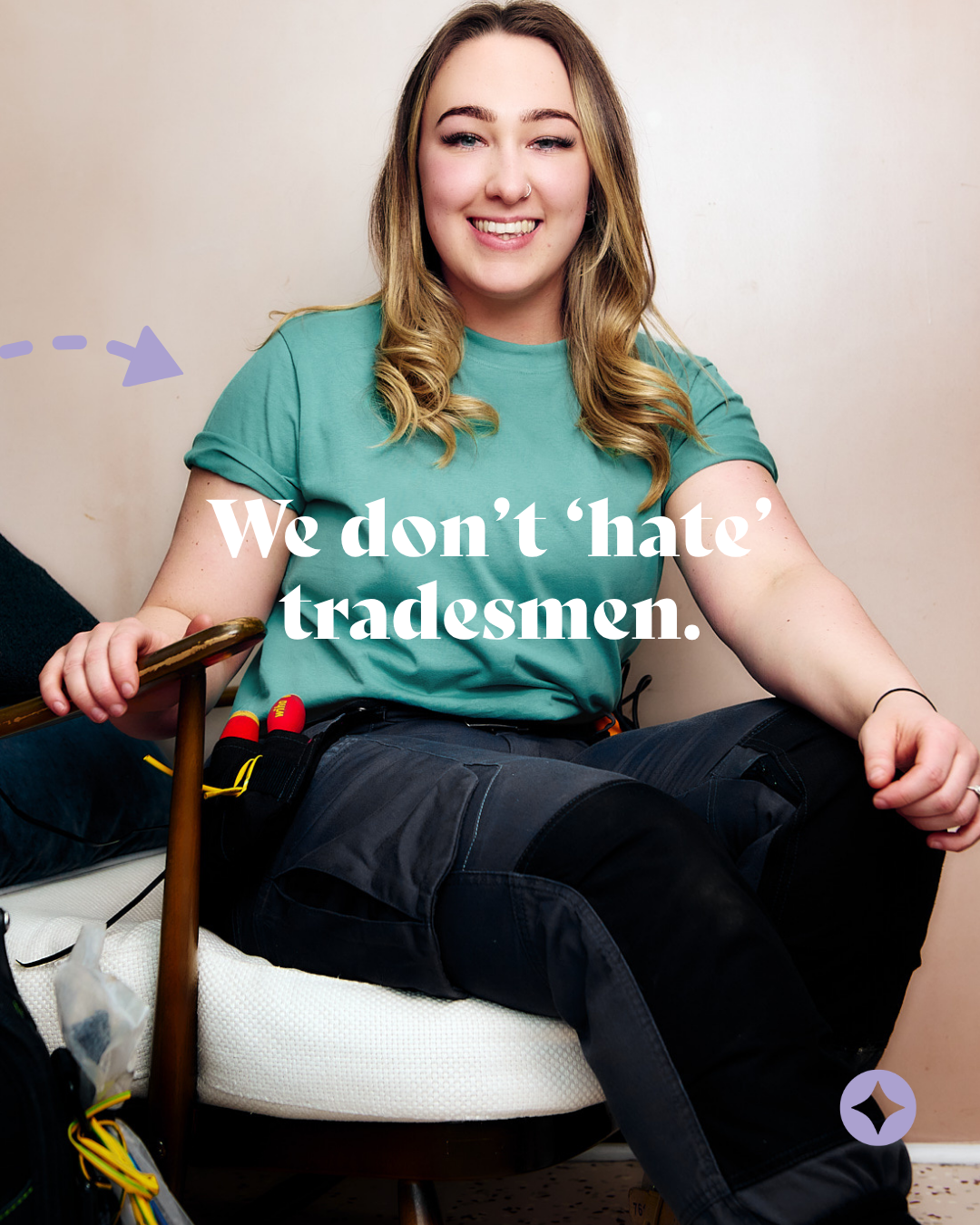 Female tradeswoman and electrician photographed by TaskHer