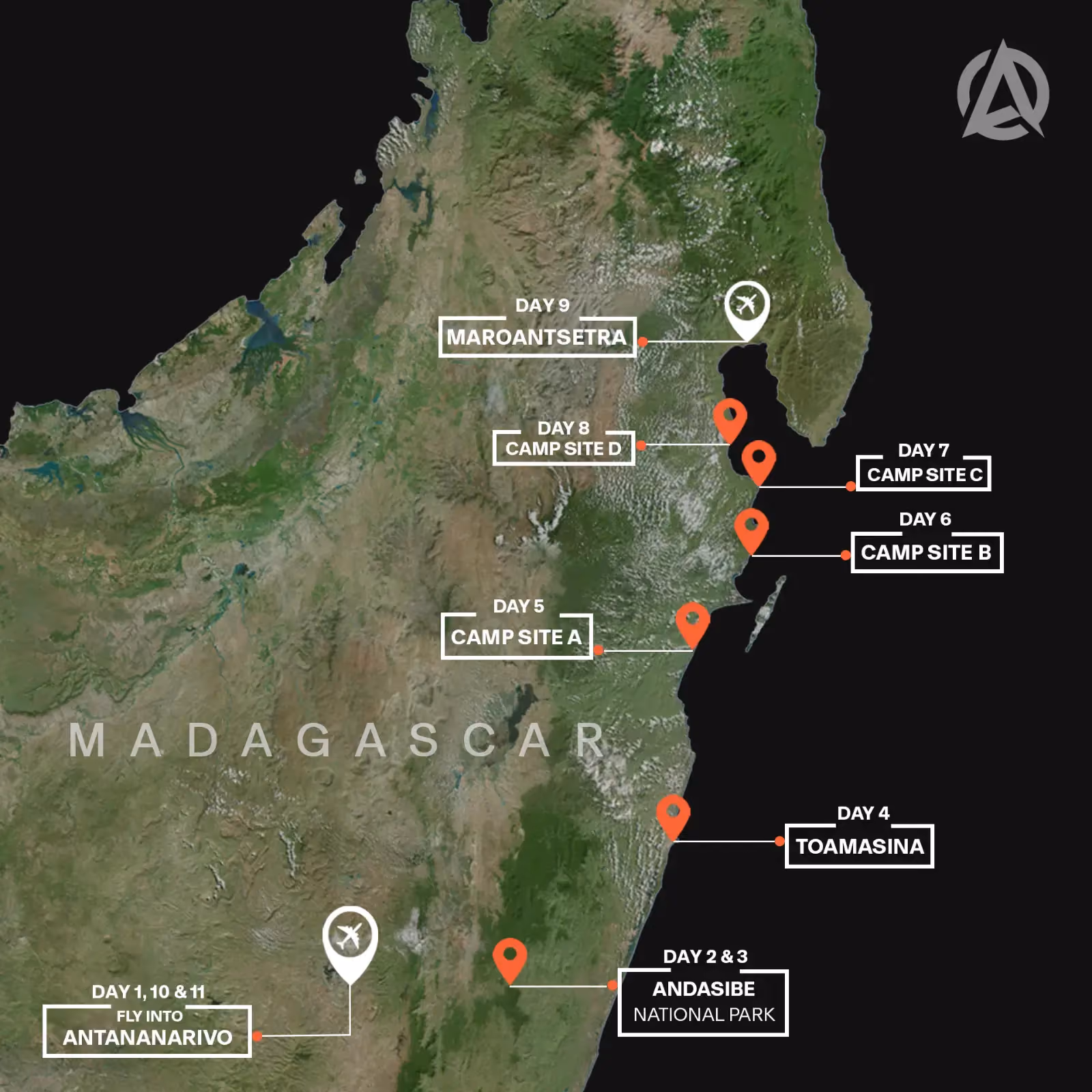 Ruthless RN5 expedition route map – Madagascar
