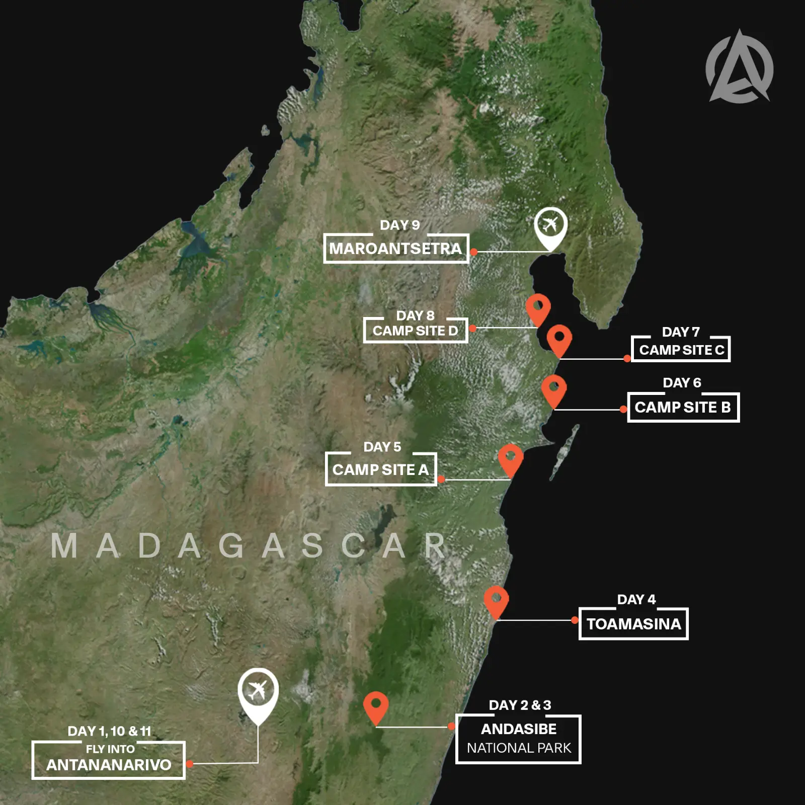 Ruthless RN5 expedition route map – Madagascar