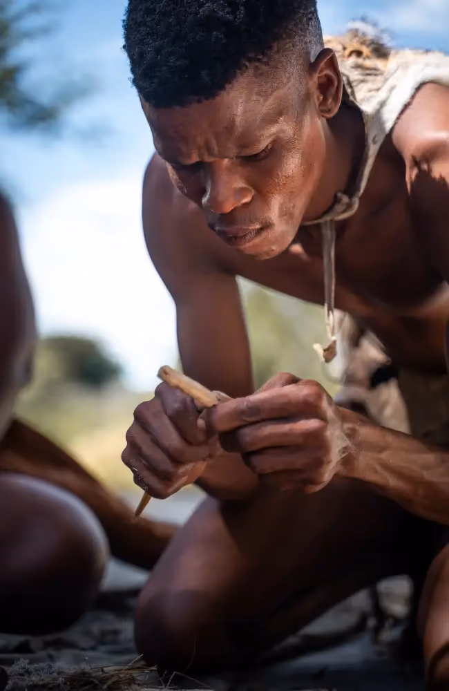 Bushmen cultural experience and game drive in the Kalahari, Botswana