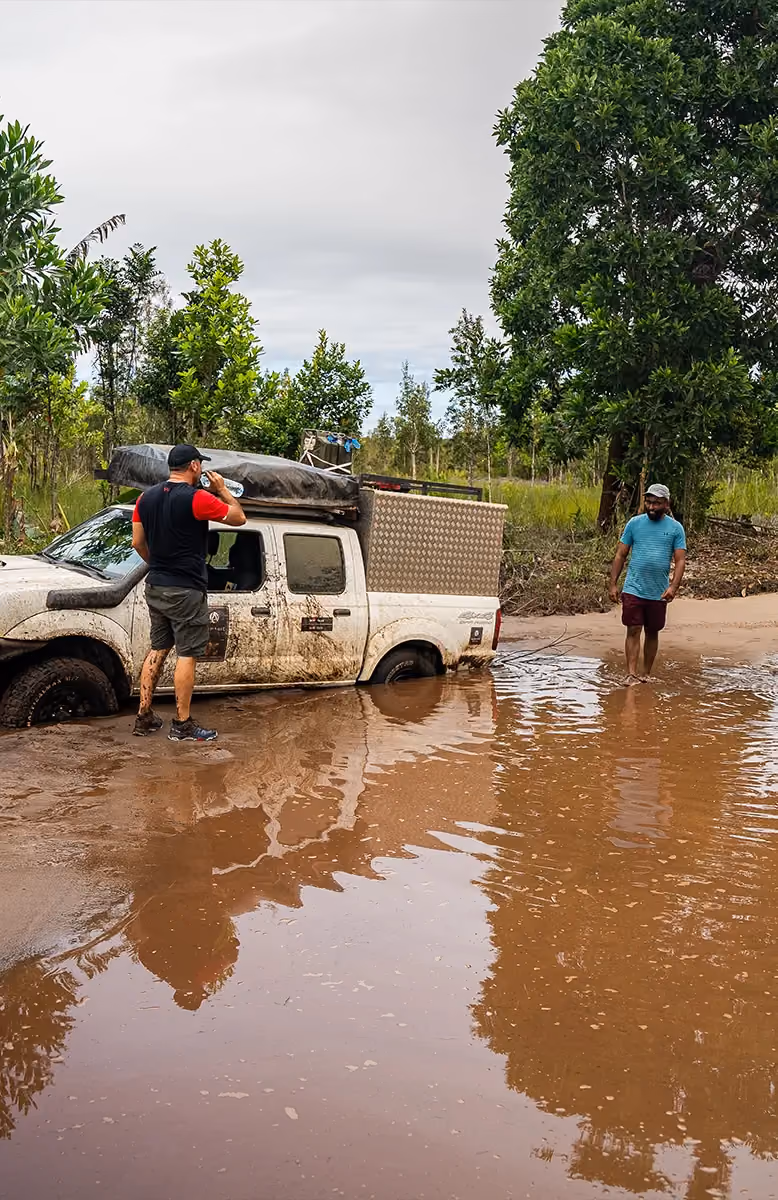 Brutal red-clay 4x4 trails on Madagascar's RN5 in low-range crawl