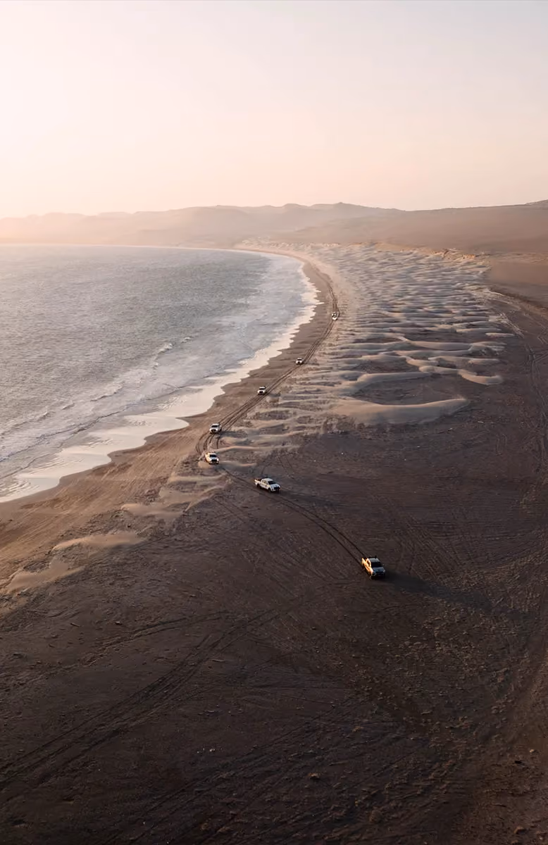Paracas coastal town and private camping in Peruvian dunes