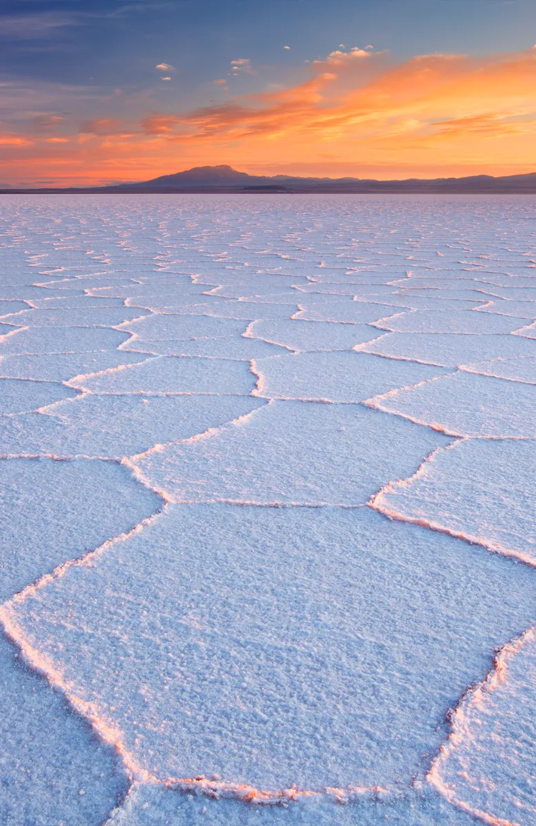 Crossing the world's largest Uyuni salt flats, Andean Plateau Bolivia