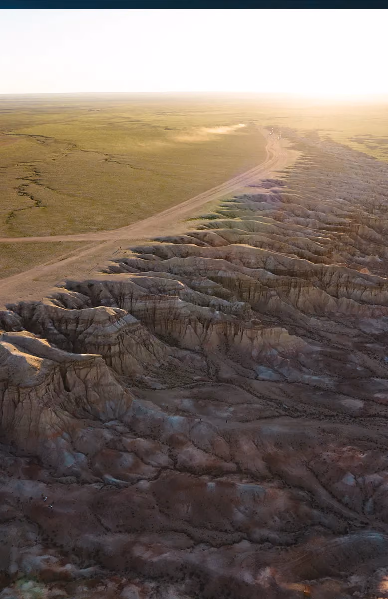Drive south to Dalanzadgad on the Mongolian steppes, gateway to the Gobi Desert