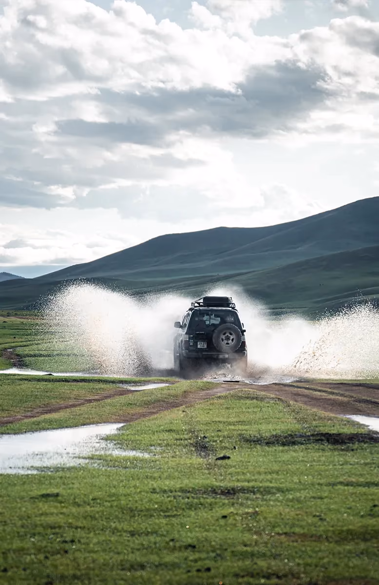 Lush green rolling steppes of the Orkhon Valley, Nomadic Summer Mongolia