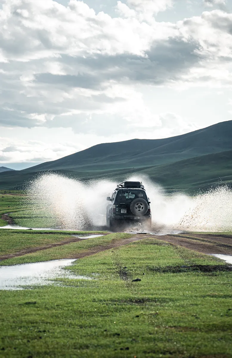 Lush green rolling steppes of the Orkhon Valley, Nomadic Summer Mongolia