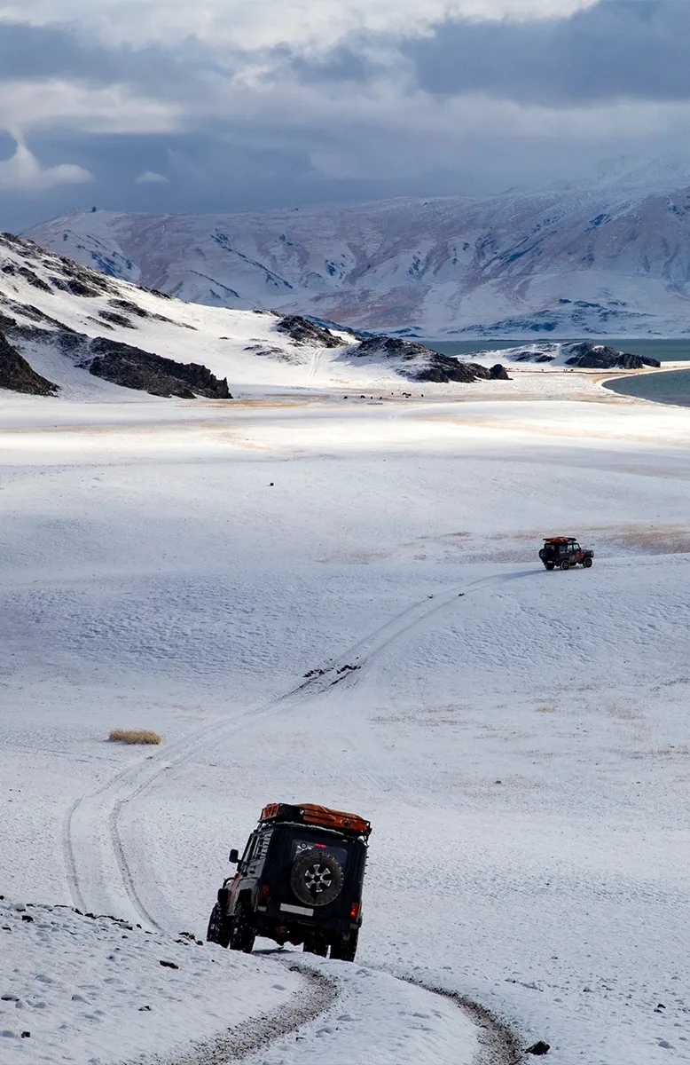 Drive to Khyargas Lake in extreme western Mongolia, Cold Steppes expedition