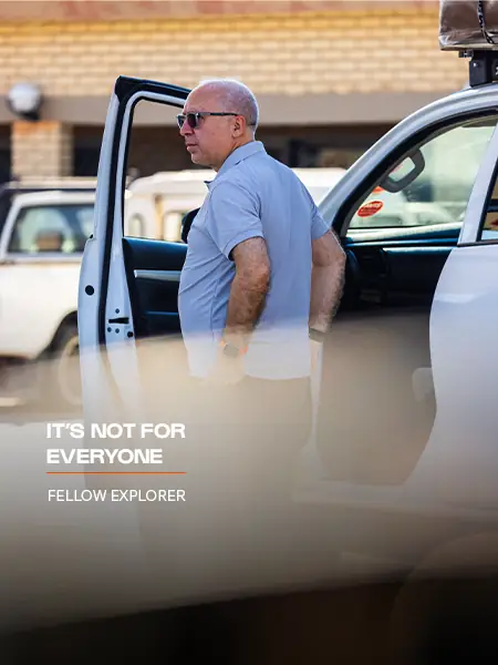 A fellow explorer by a 4x4 on a Nomadic Road expedition: It's not for everyone