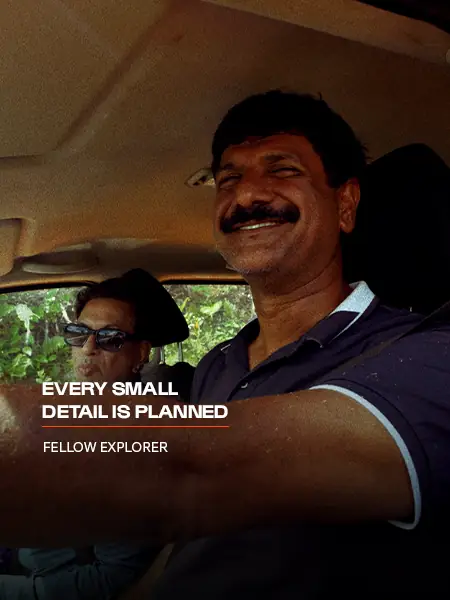 Two fellow explorers smiling on a Nomadic Road expedition: Every small detail is planned