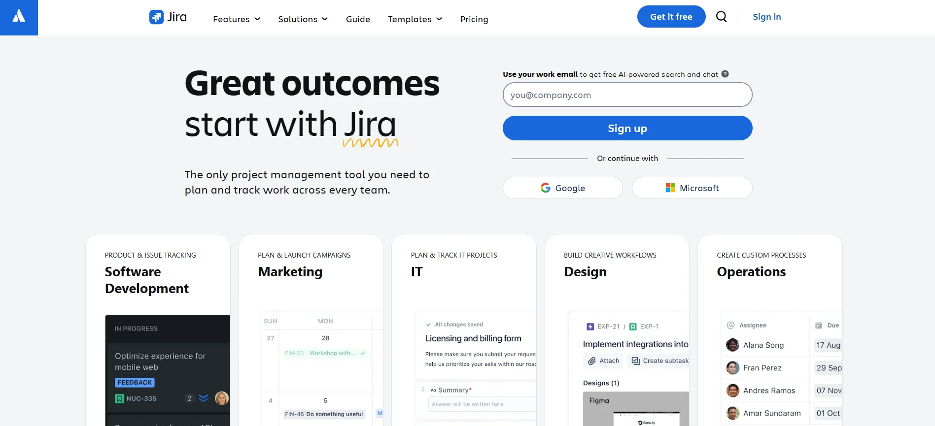 Jira project management tool for planning, tracking, and organizing team tasks.