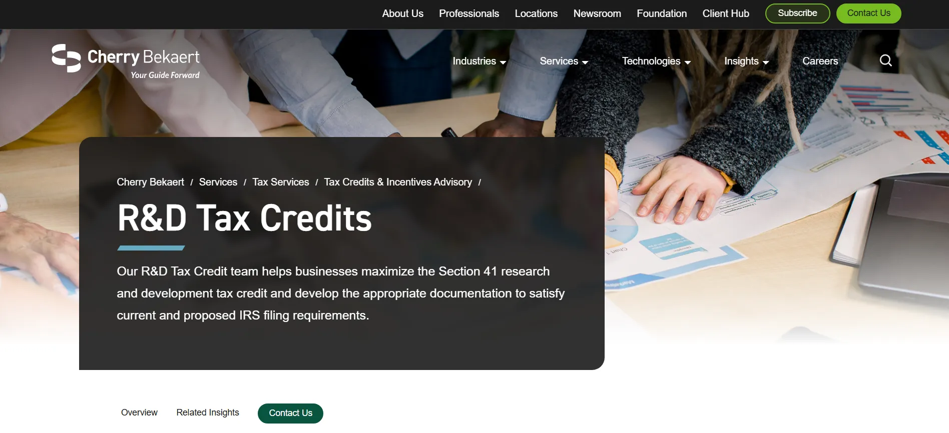 Cherry Bekaert offering R&D tax credit and incentive advisory expertise.