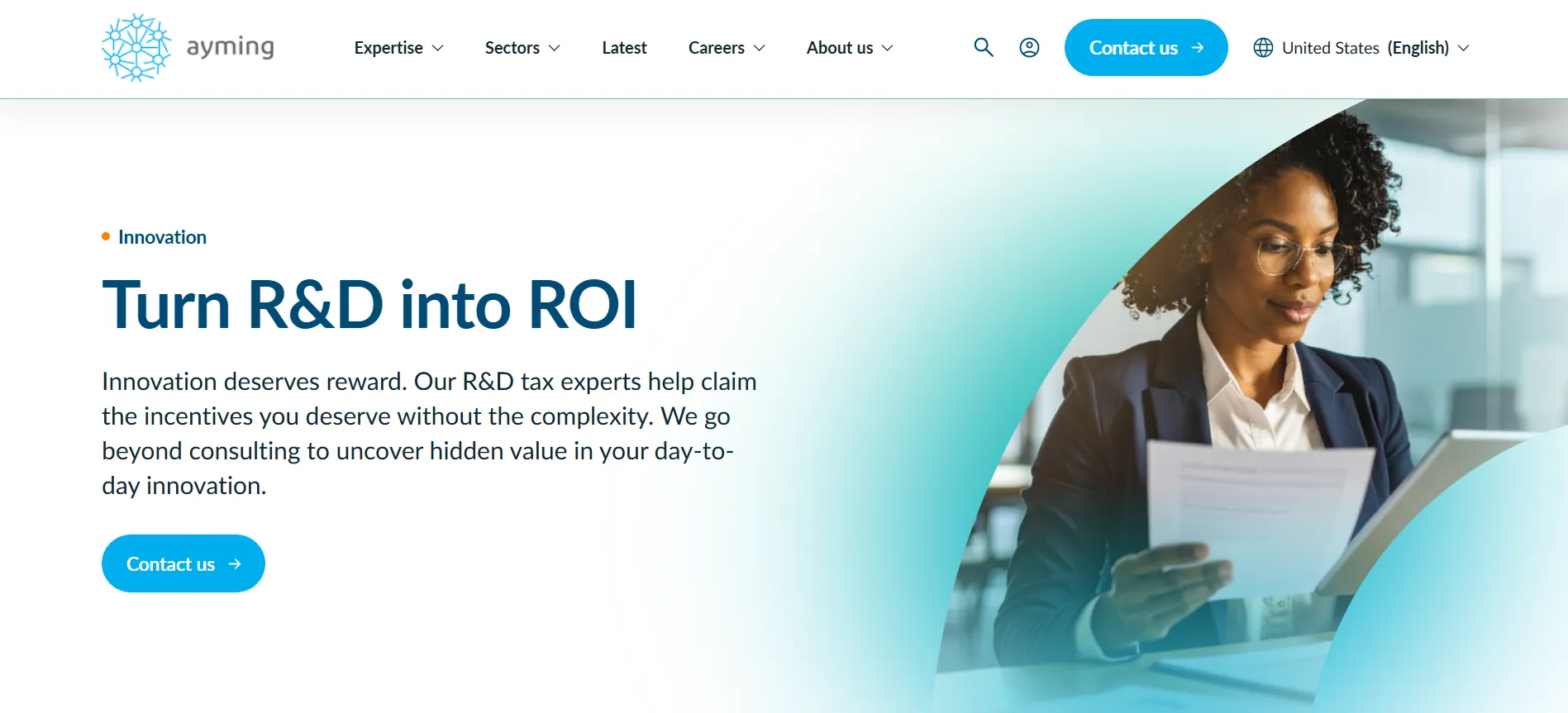 Ayming showing its R&D tax incentive expertise for growing organizations.