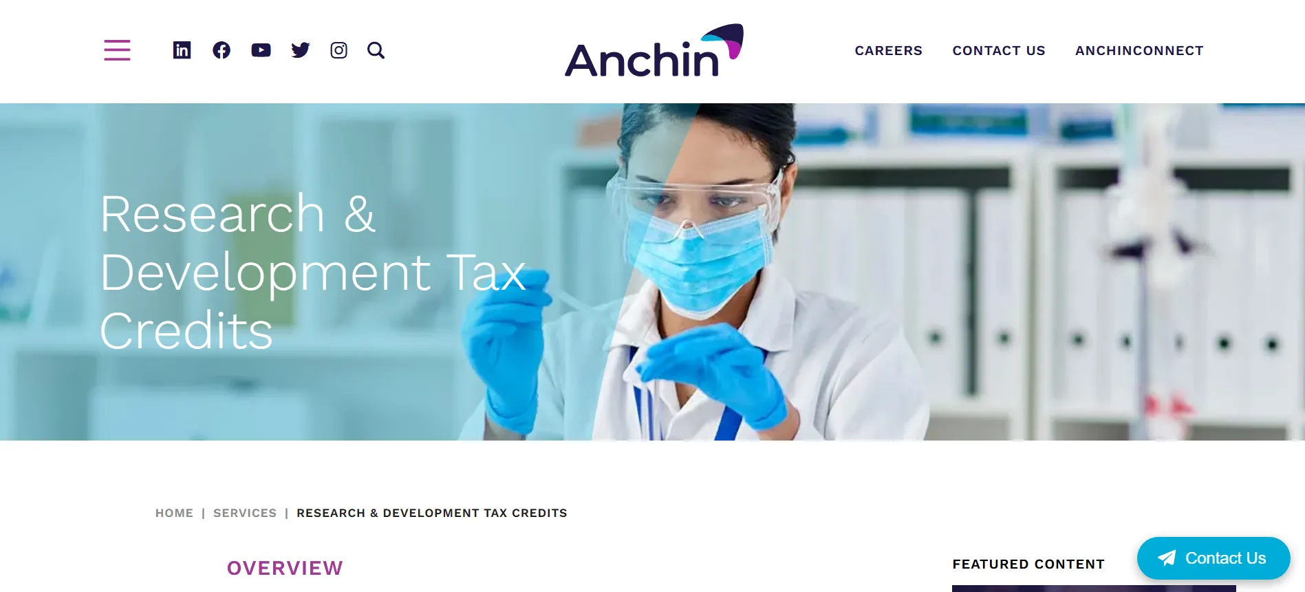 Anchin specializing in research and development tax credit services.