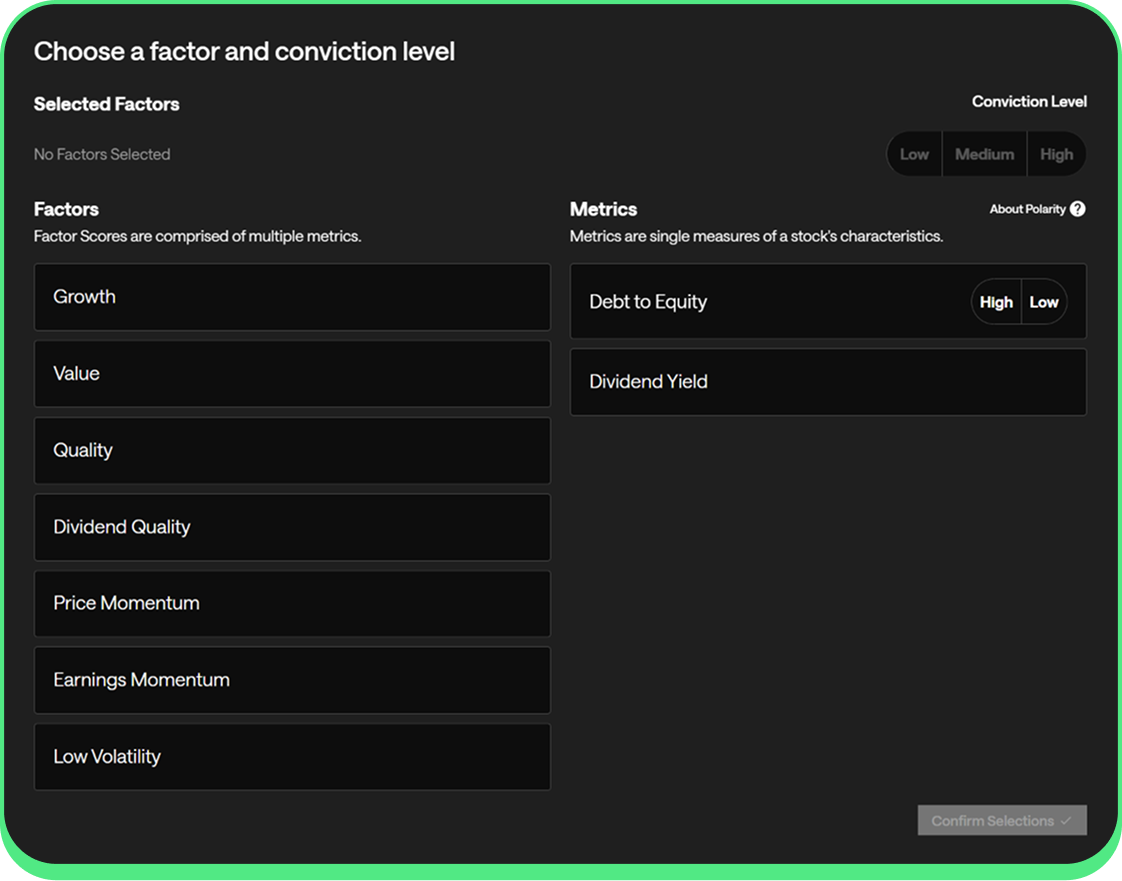 Factors users can optionally select as overlays for indices built on Syntax Direct.