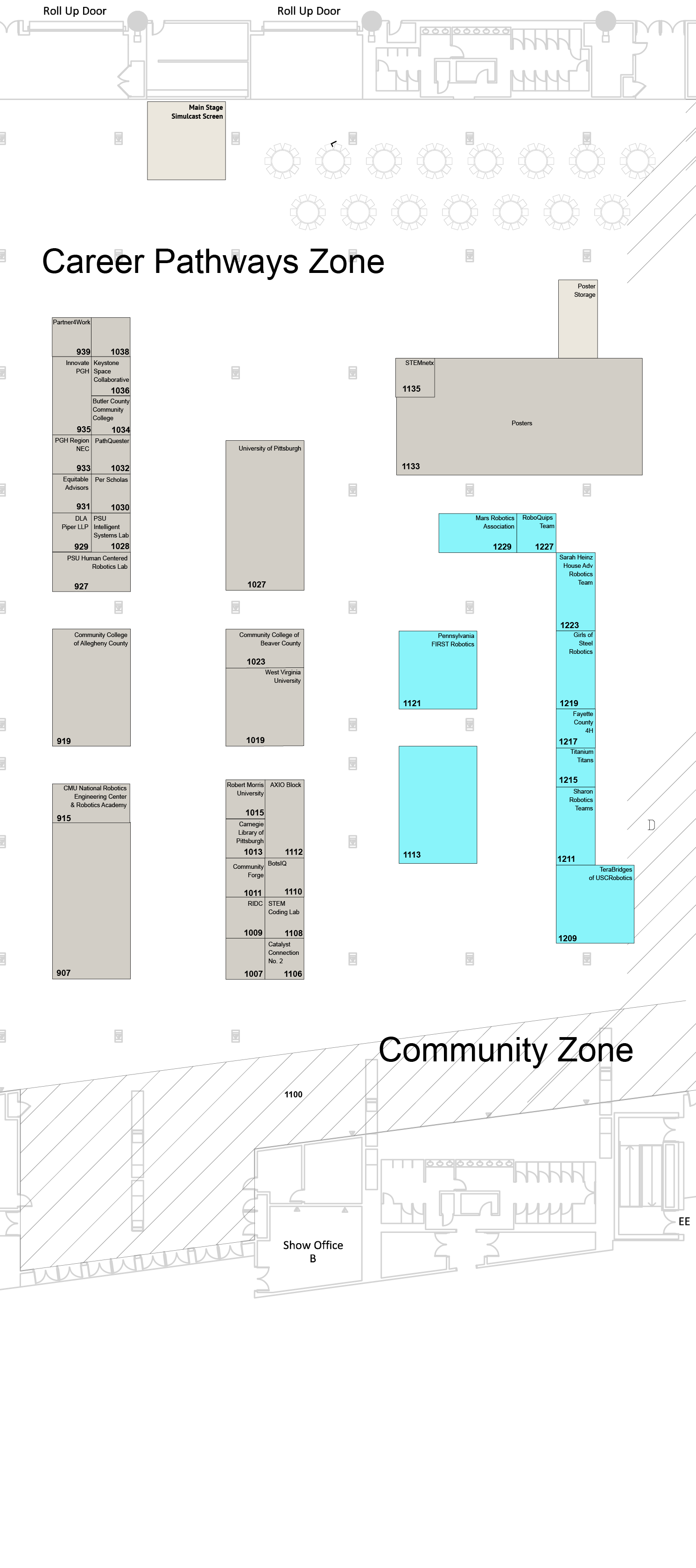 2026 RADD Exhibitor Map - Career Pathways and Community Zones