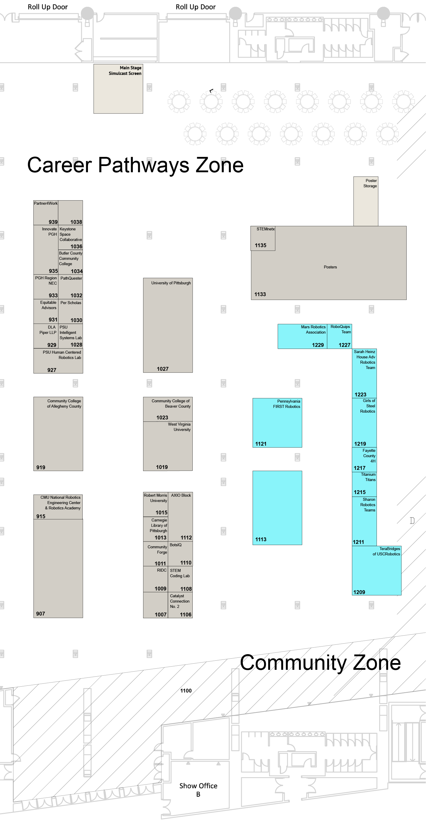 2026 RADD Exhibitor Map - Career Pathways and Community Zones