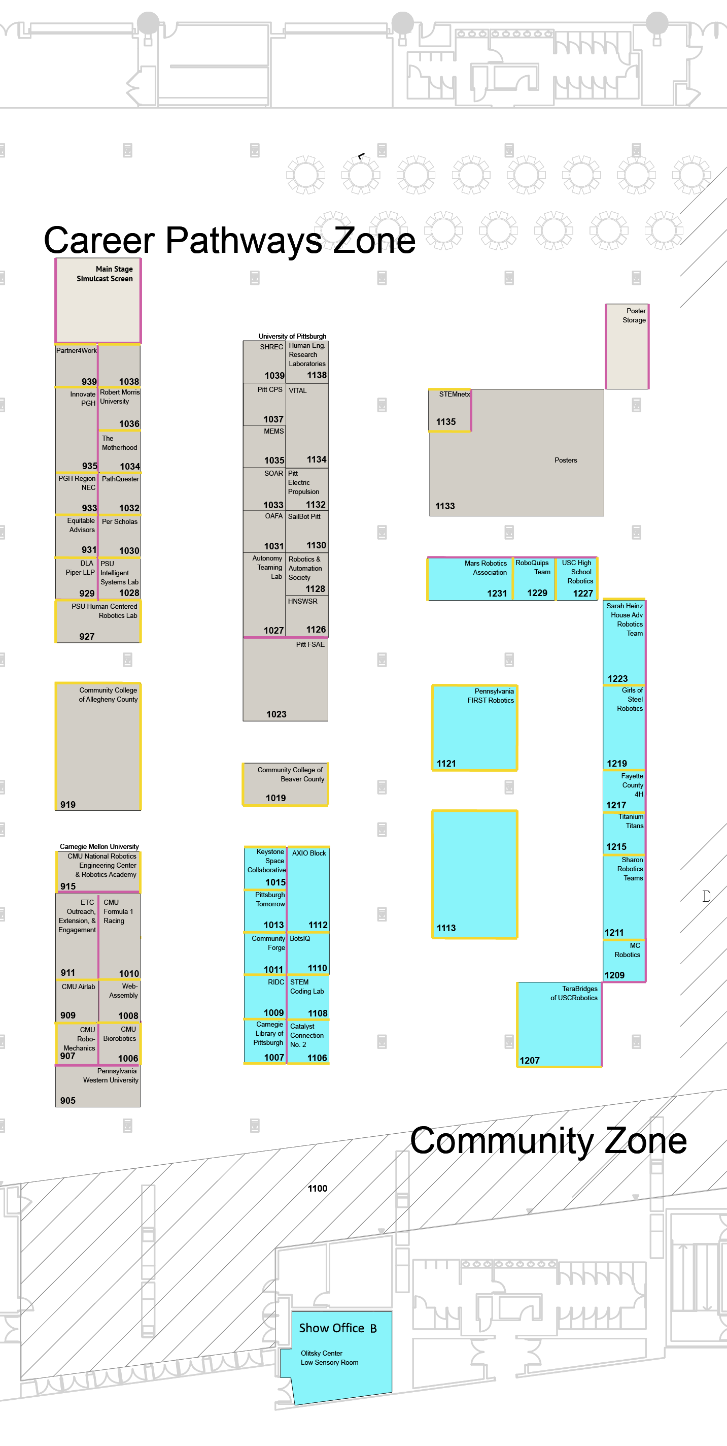 2026 RADD Exhibitor Map - Career Pathways and Community Zones