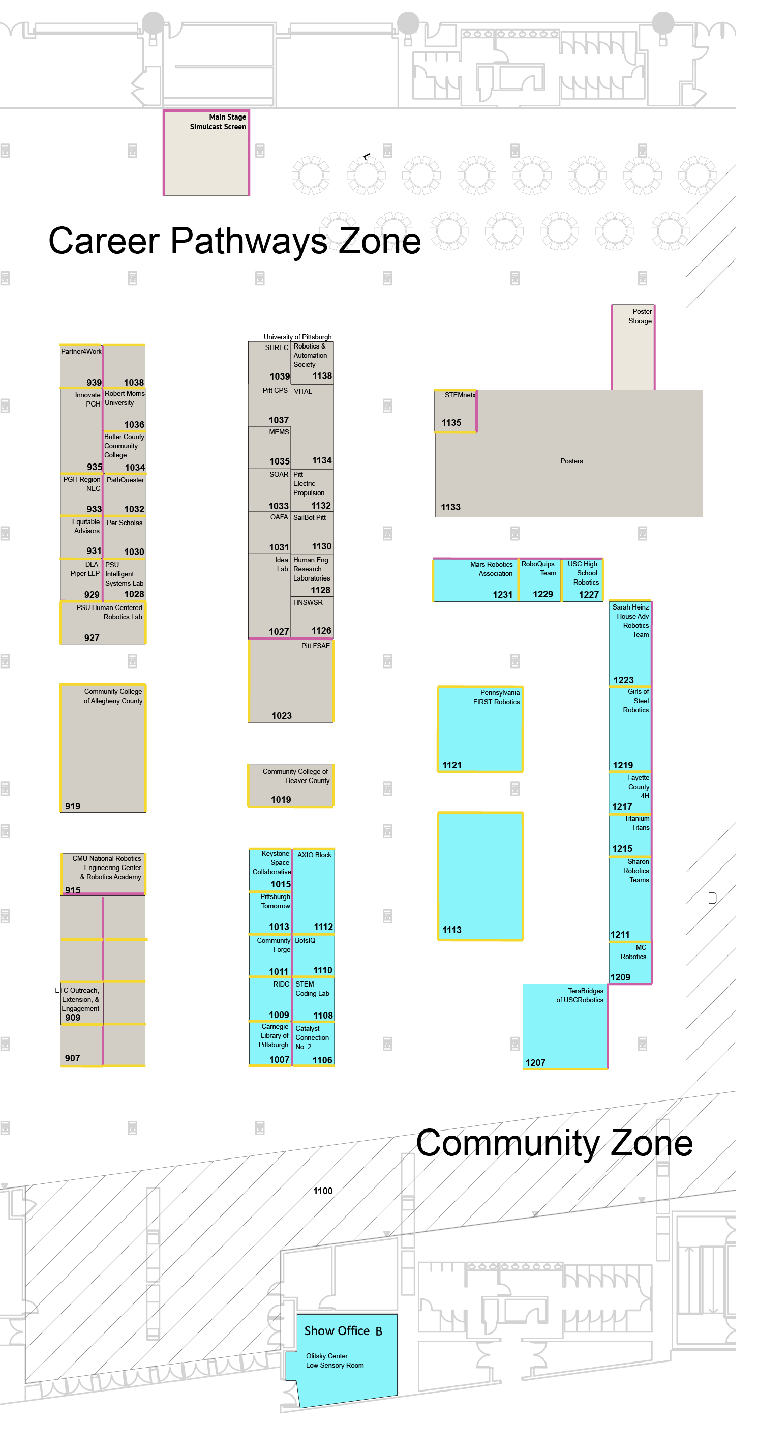 2026 RADD Exhibitor Map - Career Pathways and Community Zones