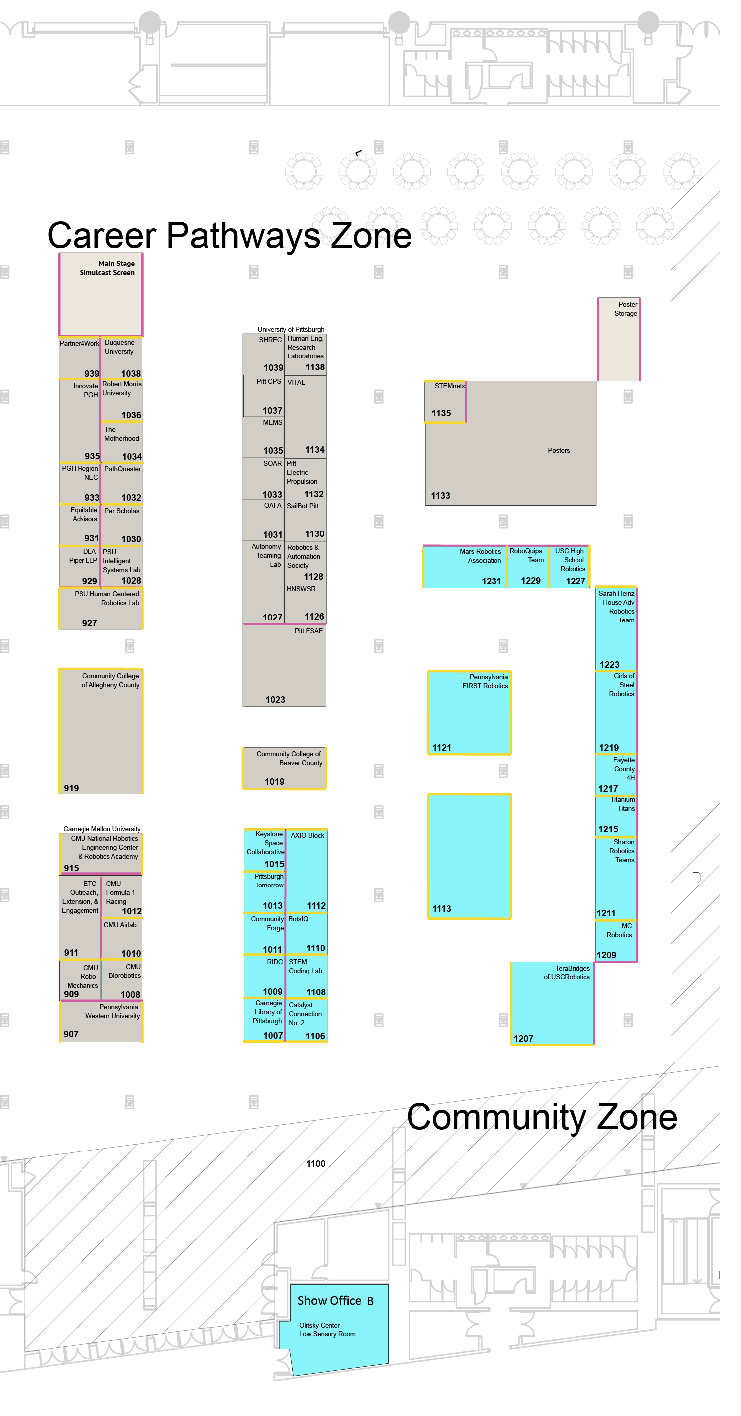 2026 RADD Exhibitor Map - Career Pathways and Community Zones