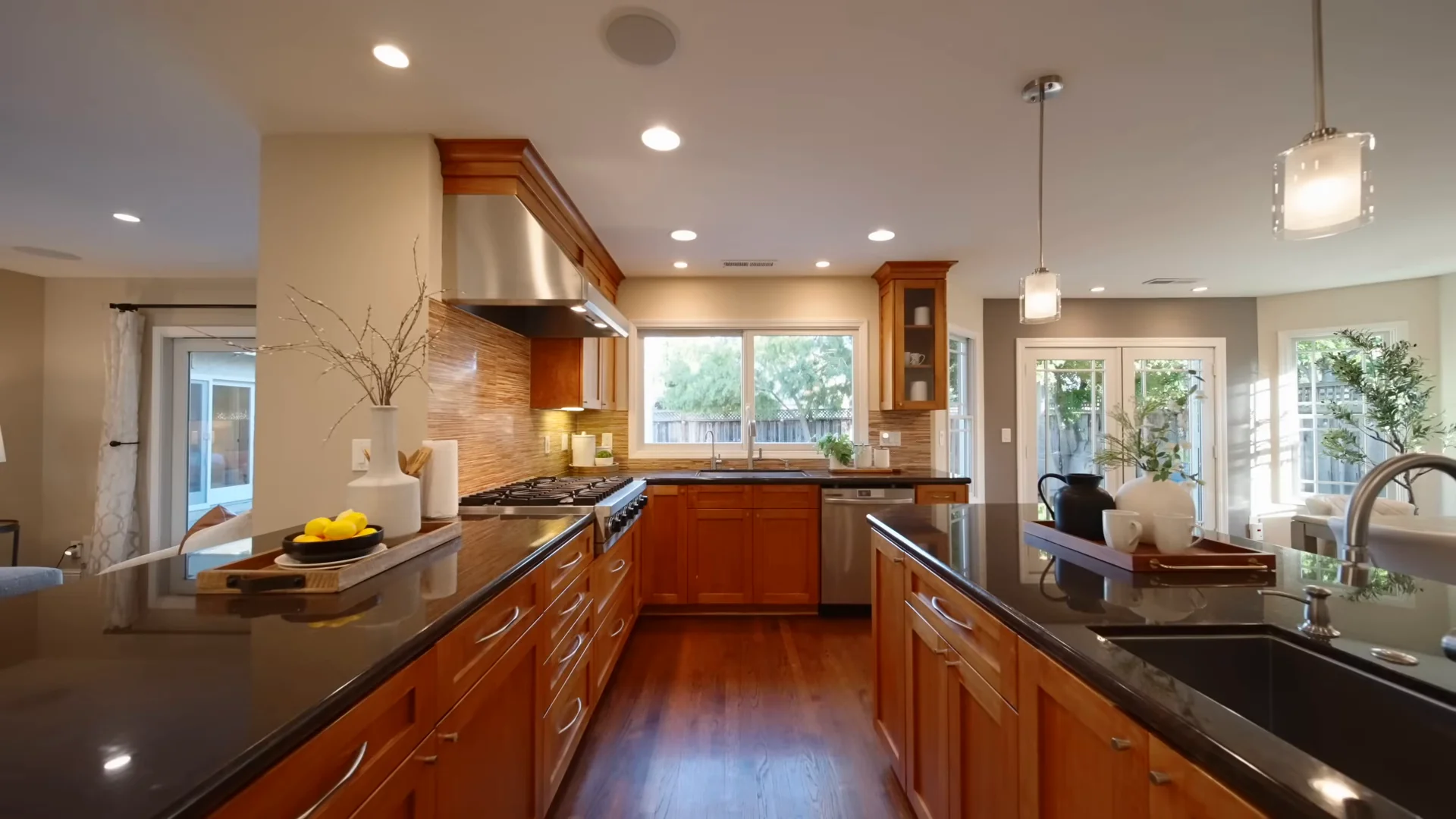 Kitchen with island and cherry cabinets at 455 Preston Dr, Mountain View