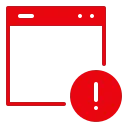 Red browser window icon with a large red exclamation mark warning symbol.