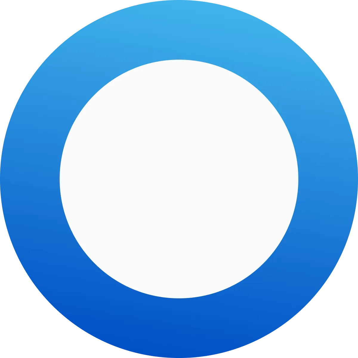 Blue gradient ring with white center in a circular shape.