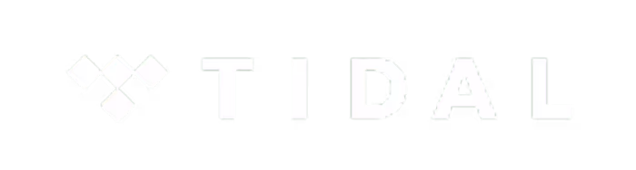 Tidal logo with a diamond-shaped icon to the left of the word TIDAL in uppercase white letters on a transparent background.