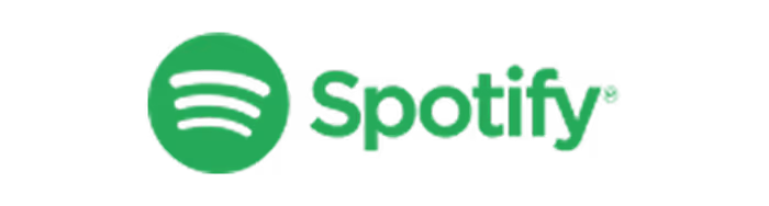 Spotify logo with green circle and three curved black lines next to the word Spotify.