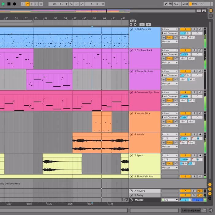 A screenshot of Ableton Live's arrangement view