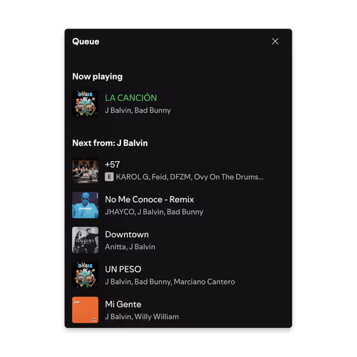 Algorithmic playlist suggestions from Spotify

