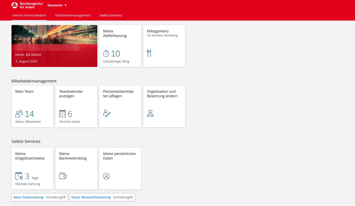 Fiori Launchpad der Bundesagentur für Arbeit