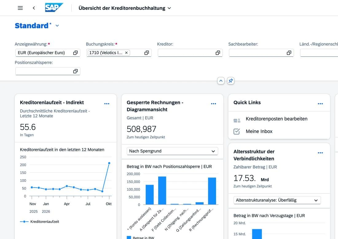 SAP Fiori Overview Page mit Karten für Kennzahlen und Aufgaben