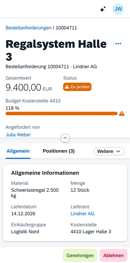 Klickprototyp der Freigabe auf dem Handy