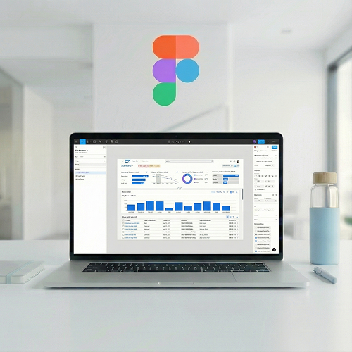 Ein Macbook auf dem eine Fiori App in Figma designed wird.