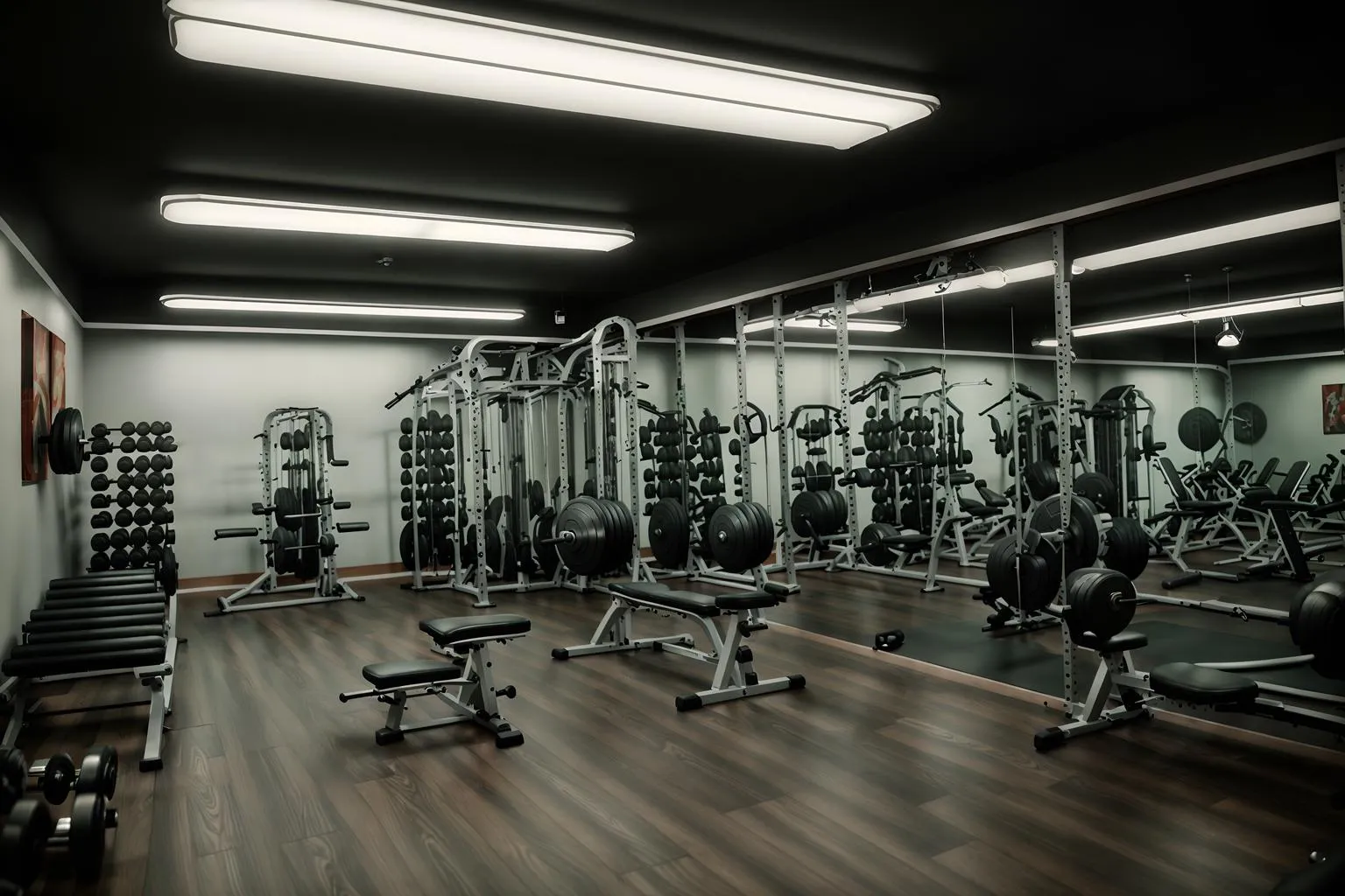 Retro-style Fitness Gym Interior With Exercise Bicycle And Dumbbell Stand A... - Interior AI