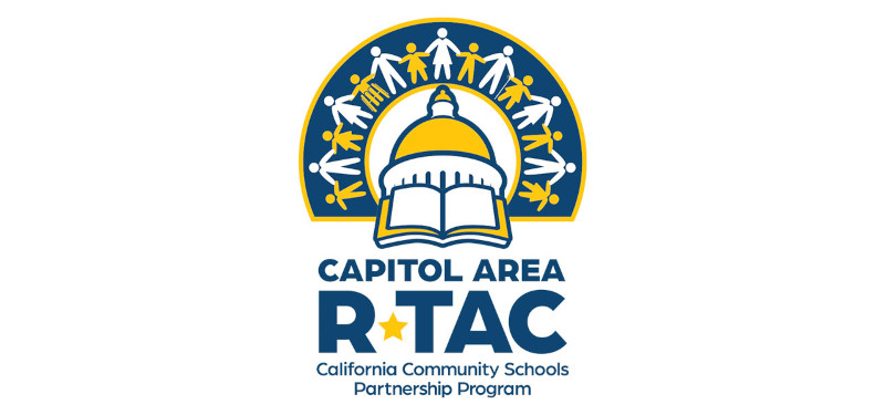 The logo for the Capitol Area R-TAC has stick figures representing people of all walks of life, encircling an emblem of a golden rotunda and an open schoolbook.