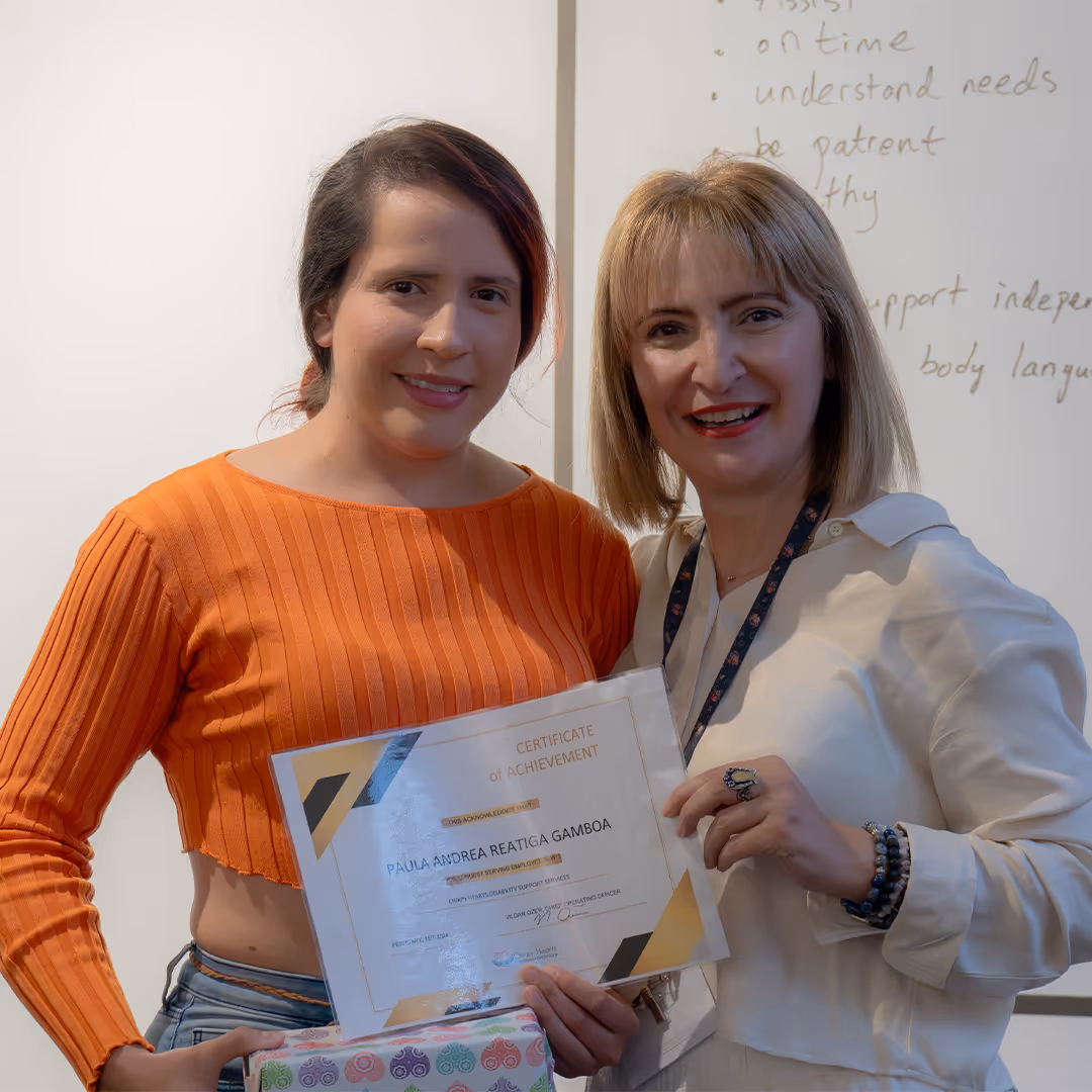 Our COO and Support Coordinator Vildan Ozer and our longest-serving support worker, who has dedicated four years to Chirpy Hearts.