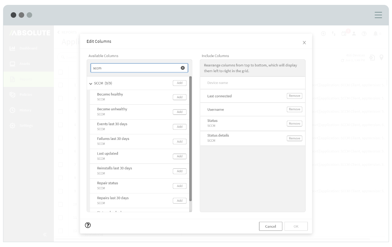 Customize Application Persistence Report