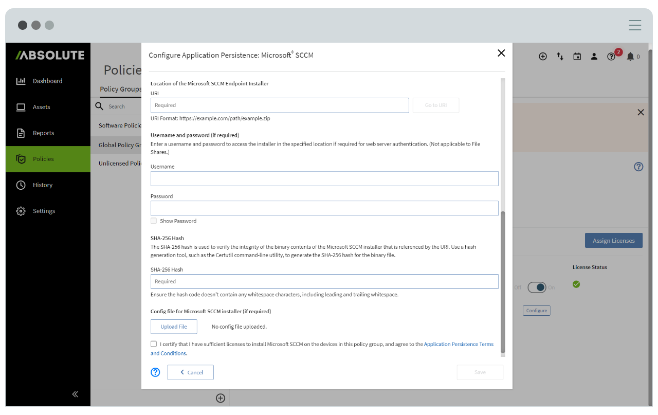 Configure Application Persistence: Microsoft SCCM