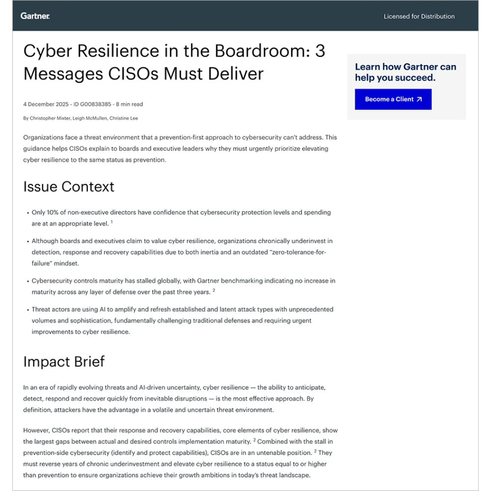 Gartner Cyber Resilience Hero