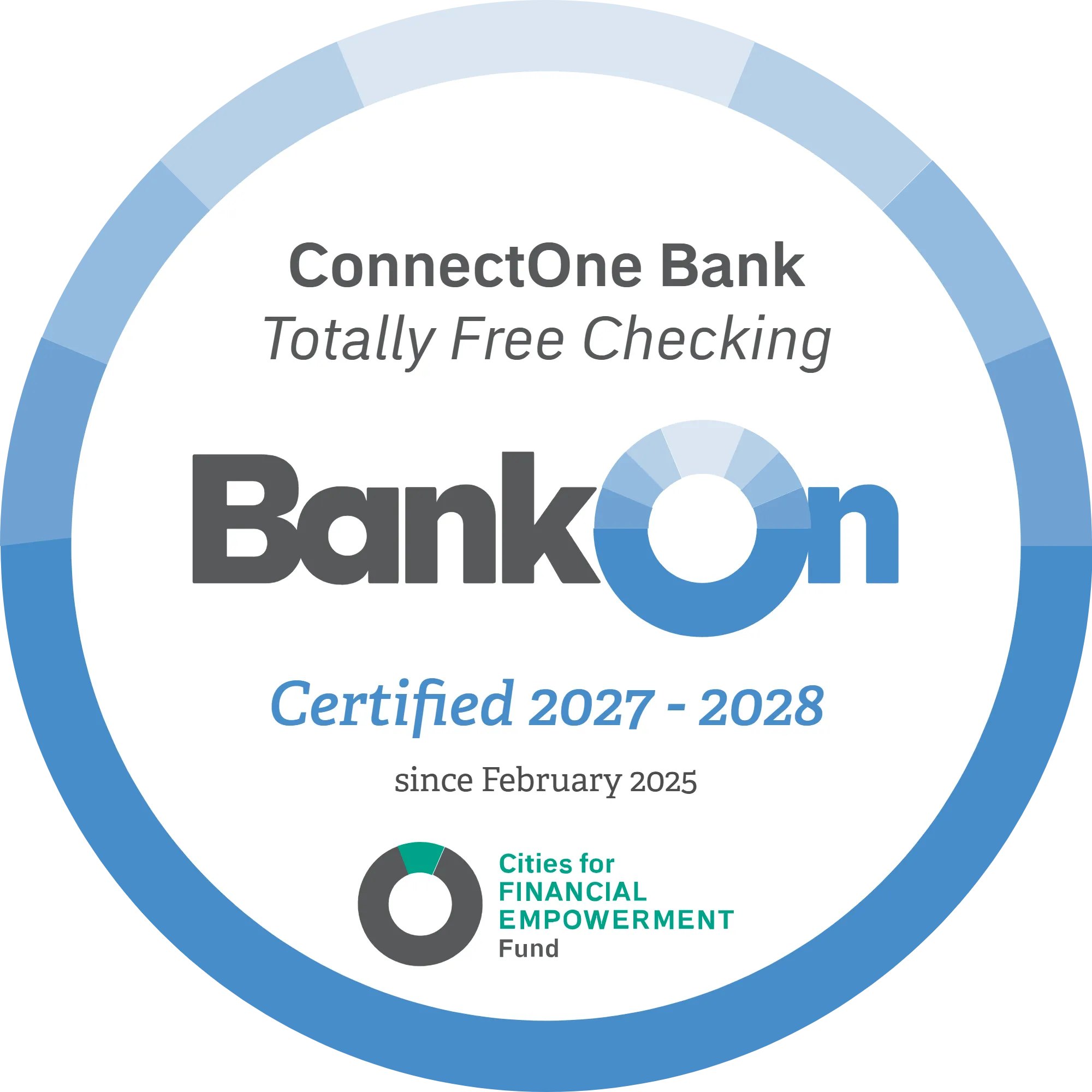 ConnectOne's Totally Free Checking is BankOn Certified 2027-2028