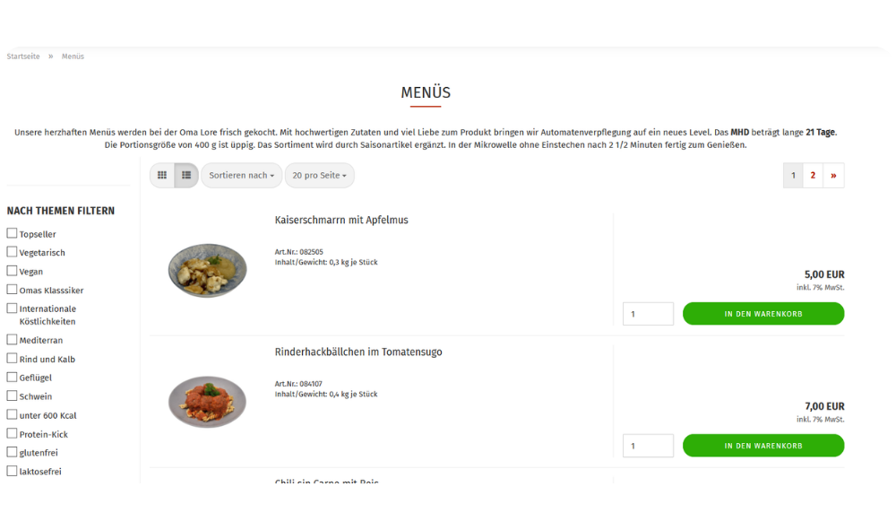Screenshot Homepage
