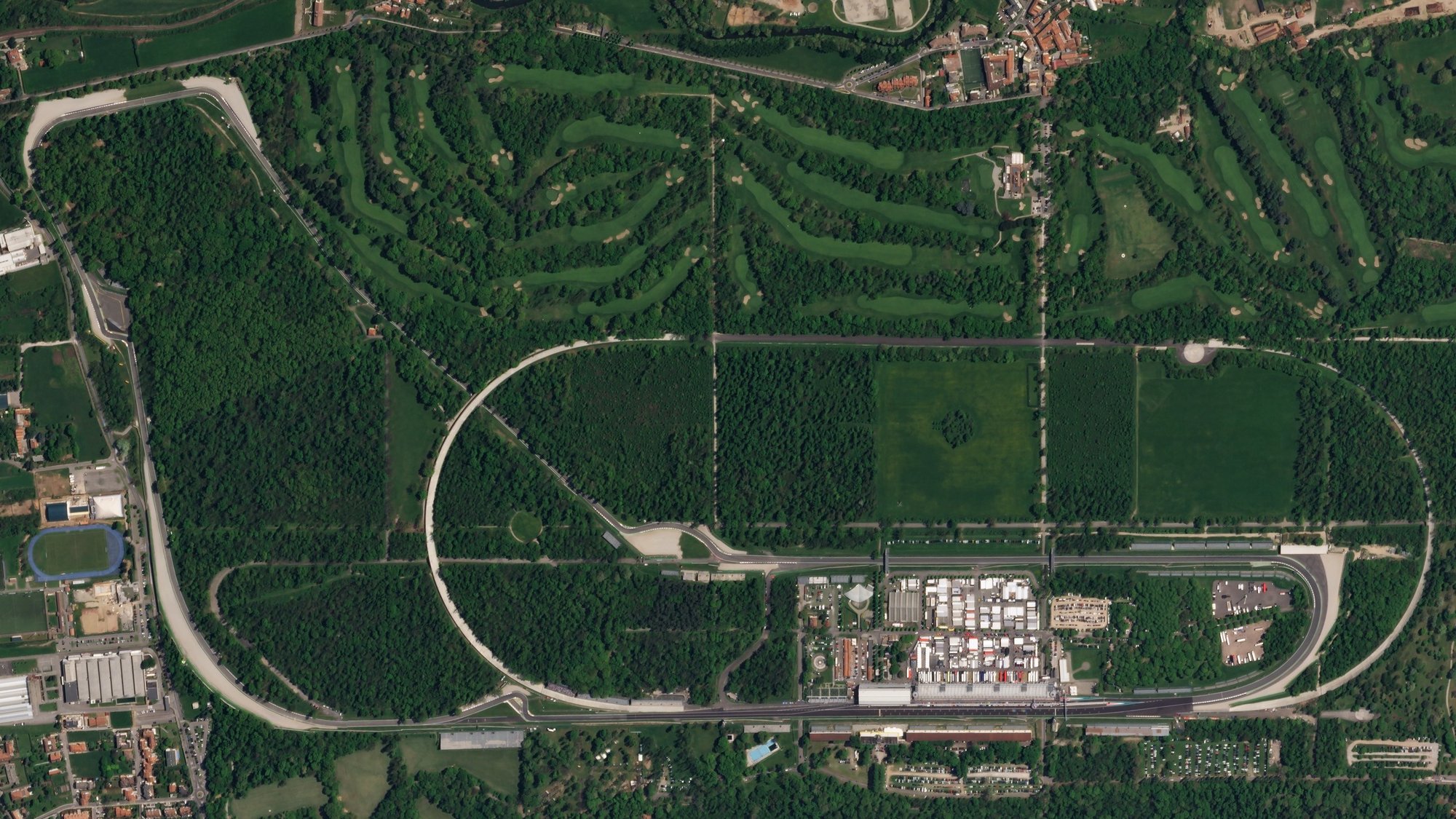 Vue satellite de l'Autodromo Nazionale di Monza dans son parc