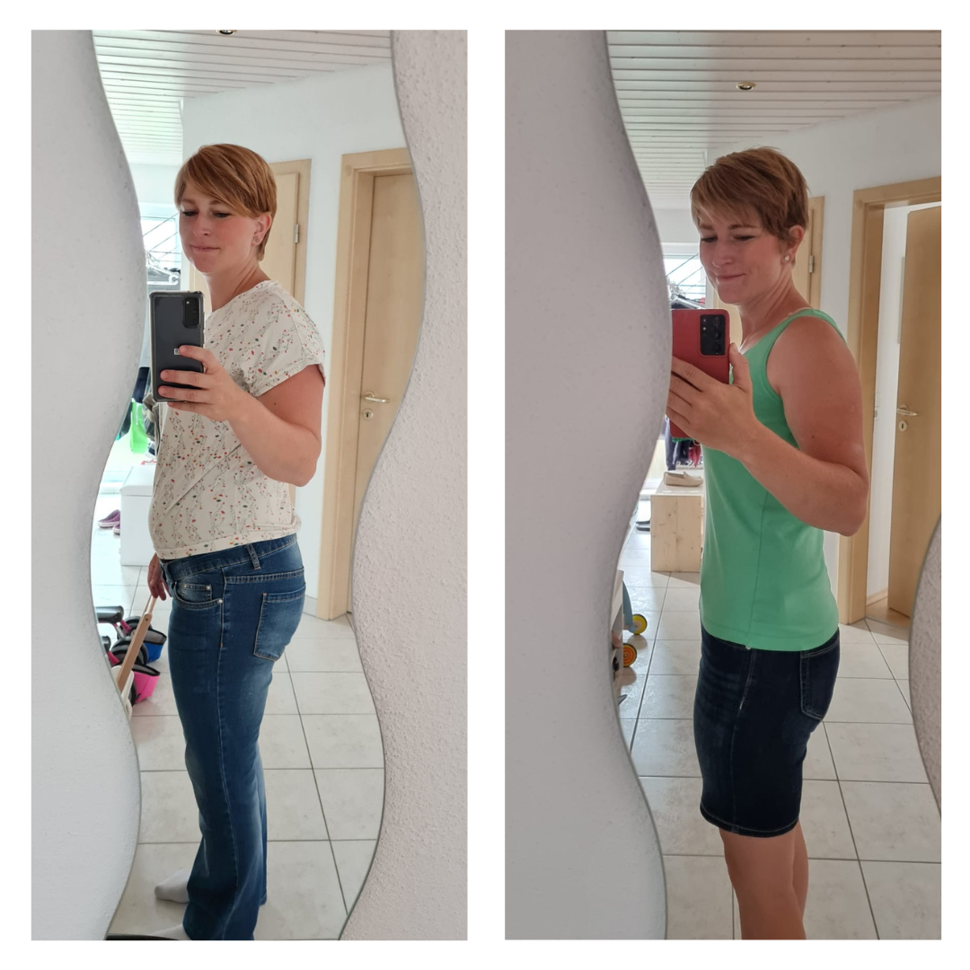 Vorher-Nachher Ergebnis einer Kundin durch Personal Training und Ernährungsberatung im Rems-Murr-Kreis und Stuttgart.