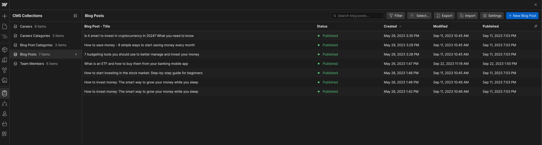 CMS Collection - Colors X Webflow Template